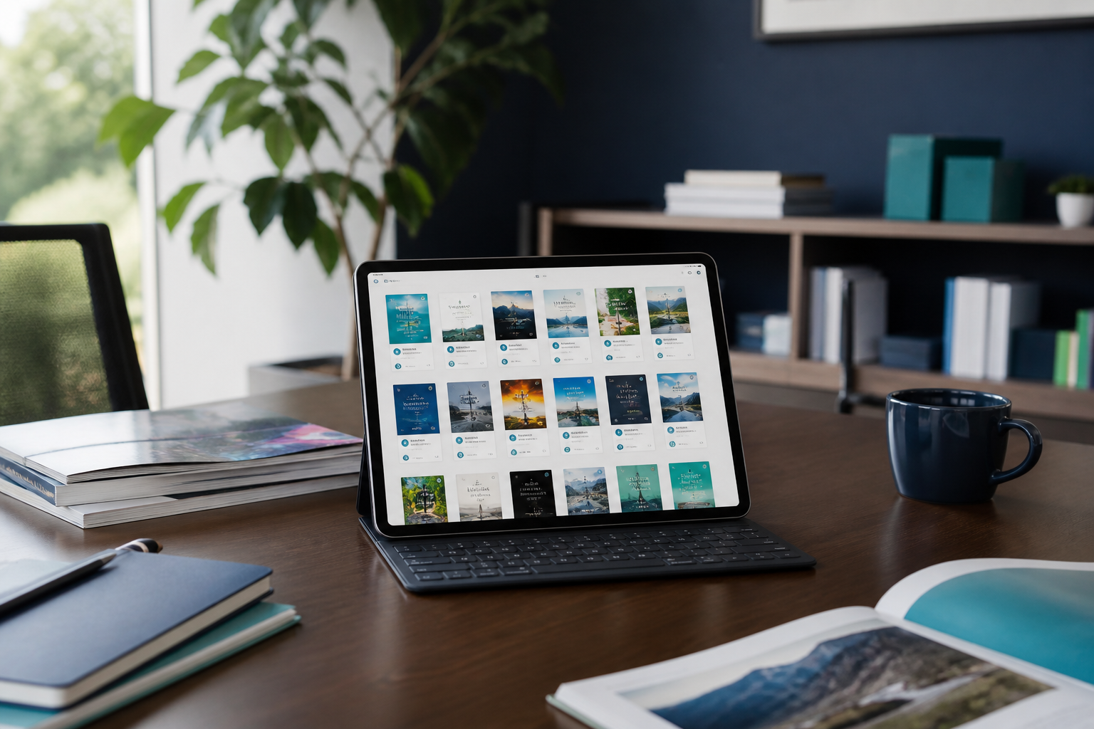 Digital library access on a tablet replacing print specimen book distribution