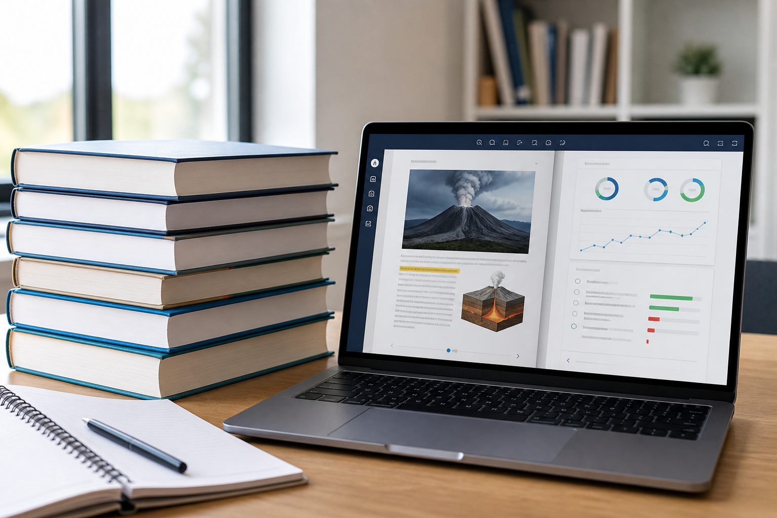 Publisher workspace with textbooks and digital ebook tools